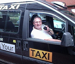 Bob in his old taxi